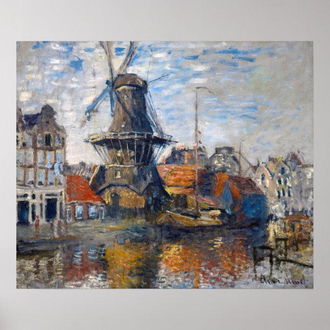Póster Claude Monet - Molino de viento, Ámsterdam  (Frente)