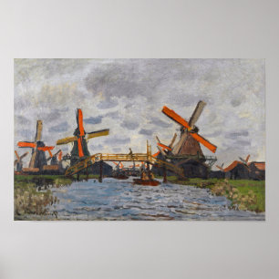 Póster Claude Monet - Molinos de viento cerca de Zaandam