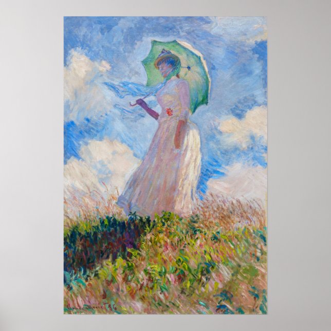 Póster Claude Monet - Mujer con Parasol a la izquierda (Frente)