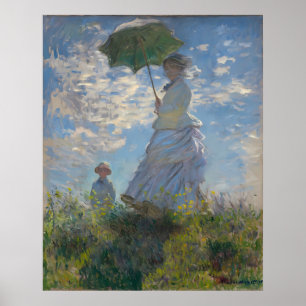 Póster Claude Monet - Mujer con paseo marítimo