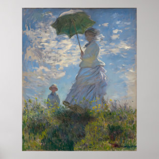 Póster Claude Monet - Mujer con paseo marítimo