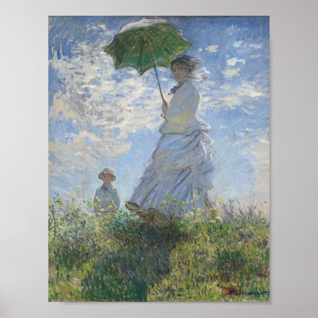 Póster Claude Monet - Mujer con sombrilla (Frente)