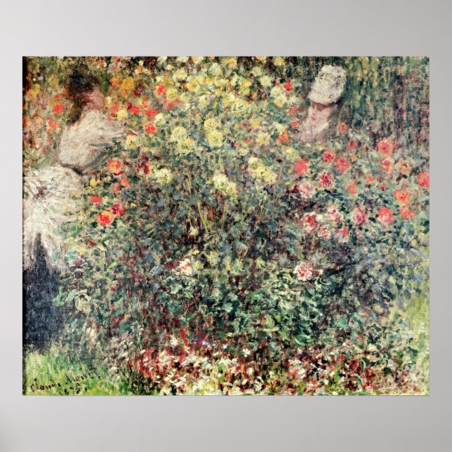 Póster Claude Monet | Mujeres en las flores, 1875 (Frente)