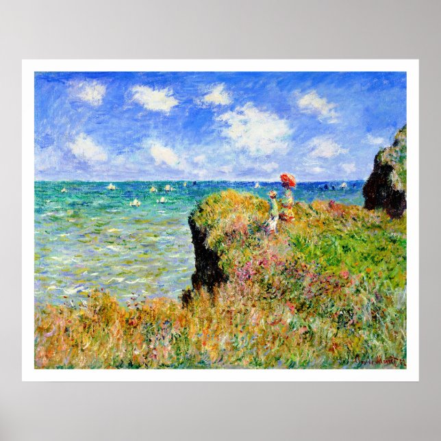Póster Claude Monet - Paseo De Arriba En Pourville - Impr (Frente)