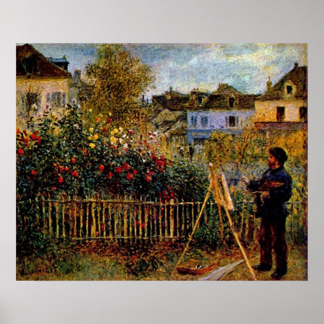 Póster Claude Monet - Pintura de Monet en su jardín (Frente)