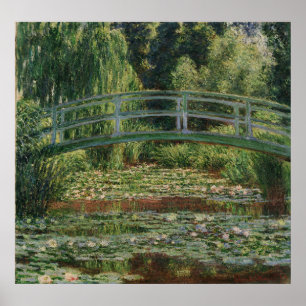 Póster Claude Monet, puente japonés de fútbol y piscina d
