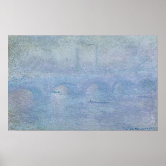 Póster Claude Monet | Puente Waterloo: Efecto de la niebl (Frente)