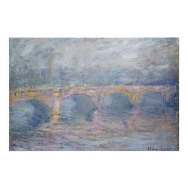 Póster Claude Monet | Puente Waterloo, Londres, en Sunset (Anverso)