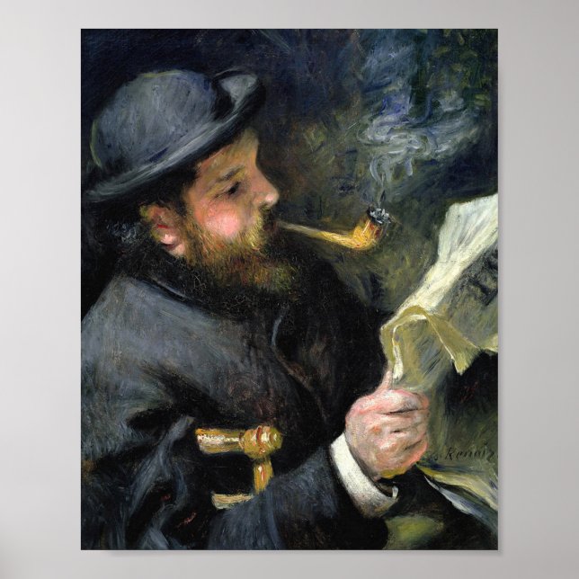 Póster Claude Monet Reading - Pierre Auguste Renoir (Frente)