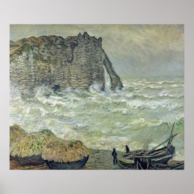 Póster Claude Monet | Rough Sea at Etretat, 1883 (Frente)