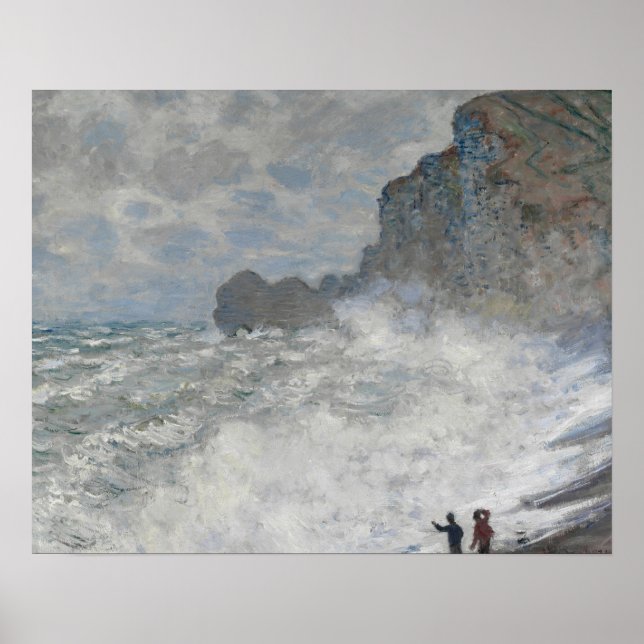 Póster Claude Monet - Tiempo duro en Étretat (Frente)