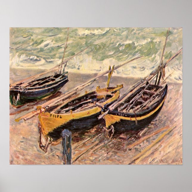 Póster Claude Monet - Tres barcos de pesca (Frente)