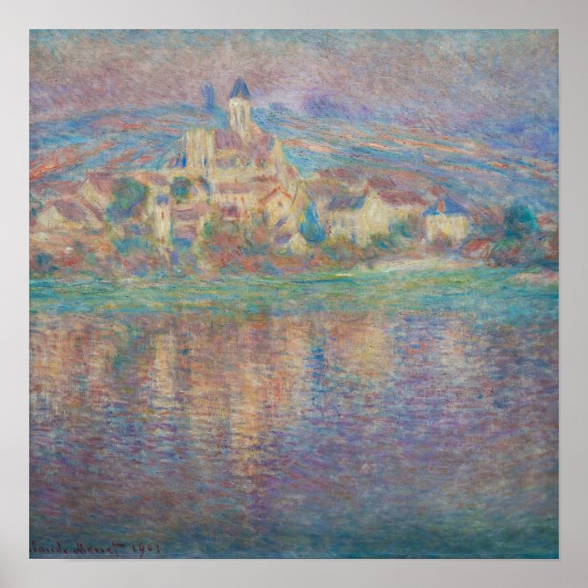 Póster Claude Monet - Vetheuil, Atardecer (Frente)