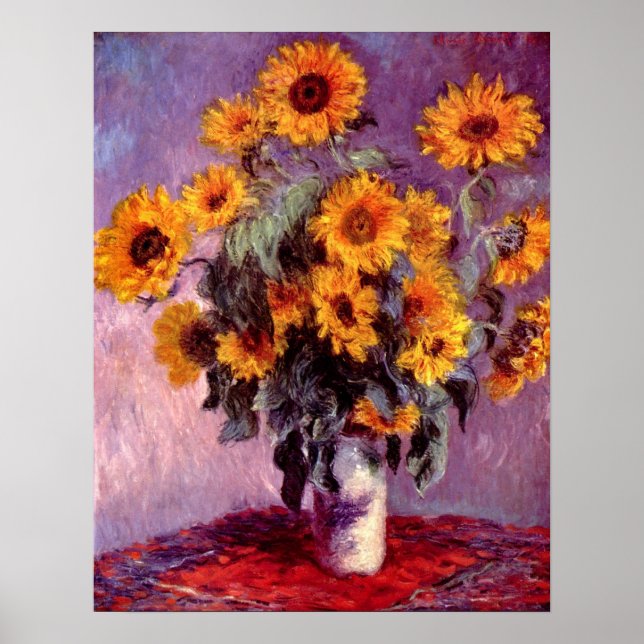 Póster Claude Monet - Vida muerta: girasoles (Frente)