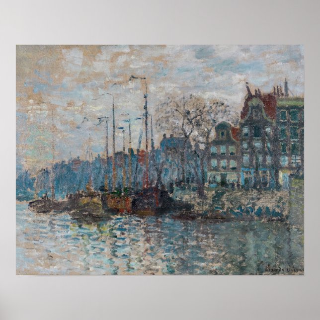 Póster Claude Monet - Vista de Ámsterdam (Frente)