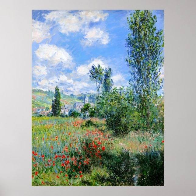 Póster Claude Monet, Vista del Teulo Vé, 1880 (Frente)