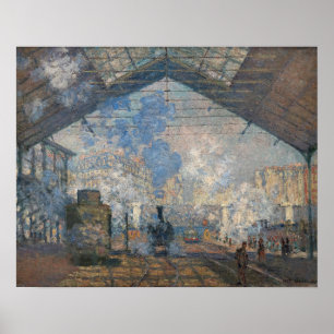 Póster Claude Monet - Vista exterior de la estación Saint