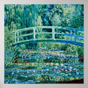Póster Claude Monet - Water Lilies And Japanese Bridge