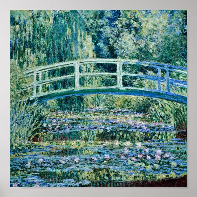 Póster Claude Monet - Water Lilies And Japanese Bridge (Frente)