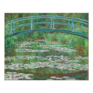 Póster Claude Monet - Water Lilies and Japanese Bridge 