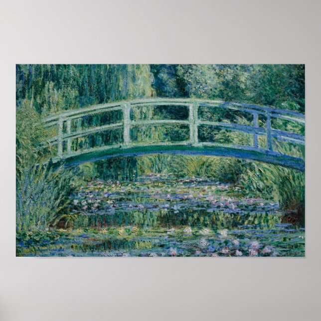 Póster Claude Monet - Water Lilies and Japanese Bridge (Frente)