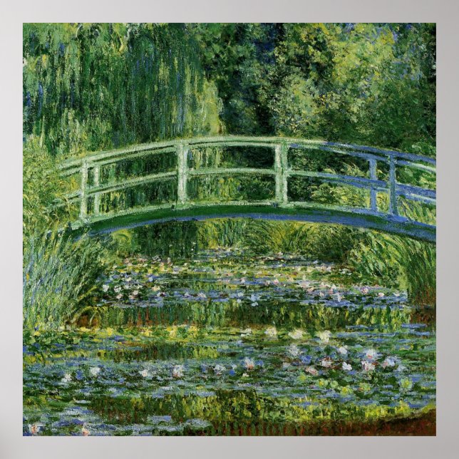 Póster Claude Monet Water Lilies y el puente japonés (Frente)