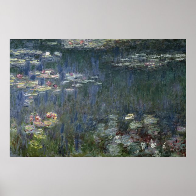 Póster Claude Monet | Waterlilies: Reflexiones verdes (Frente)