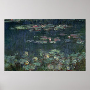 Póster Claude Monet Waterlilies: Reflexiones verdes
