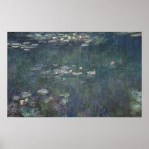 Póster Claude Monet Waterlilies: Reflexiones verdes