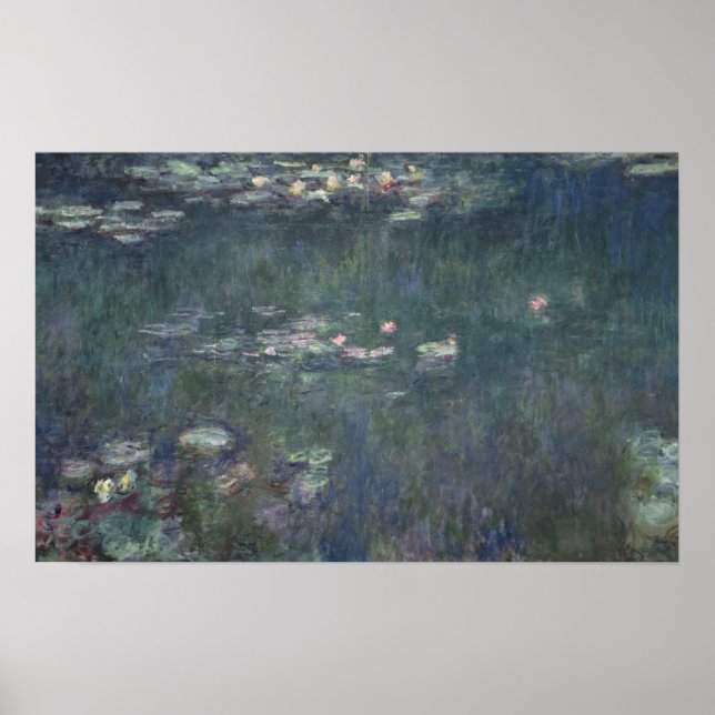 Póster Claude Monet | Waterlilies: Reflexiones verdes (Frente)
