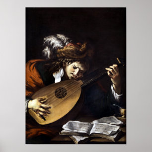 Póster Claude Vignon El Jugador De Lute