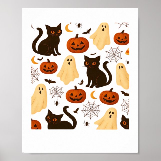 Póster Cláusulas de patrón de gatito negro y fantasma de  (Frente)