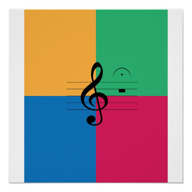 Póster Clave de sol, fermata, música, jazz (Anverso)