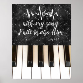 Póster Claves de piano con verso de la biblia de salmos