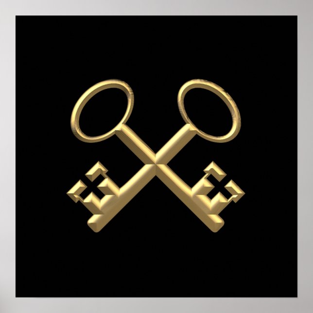 Póster Claves de San Pedro "3-D" doradas (Frente)