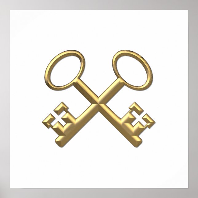 Póster Claves de San Pedro "3-D" doradas (Frente)