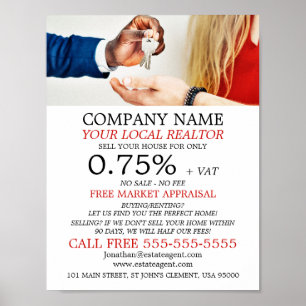 Póster Claves, Realtor, Publicidad de agente inmobiliario