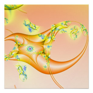 Póster Claw Arte fractal Naranja y amarillo