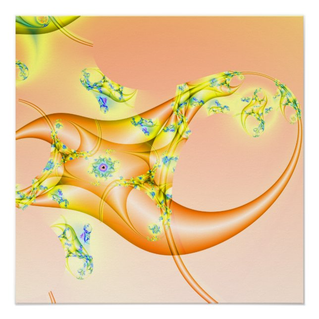 Póster Claw | Arte fractal Naranja y amarillo (Anverso)
