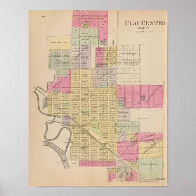 Póster Clay Center, Condado de Clay, Kansas (Frente)