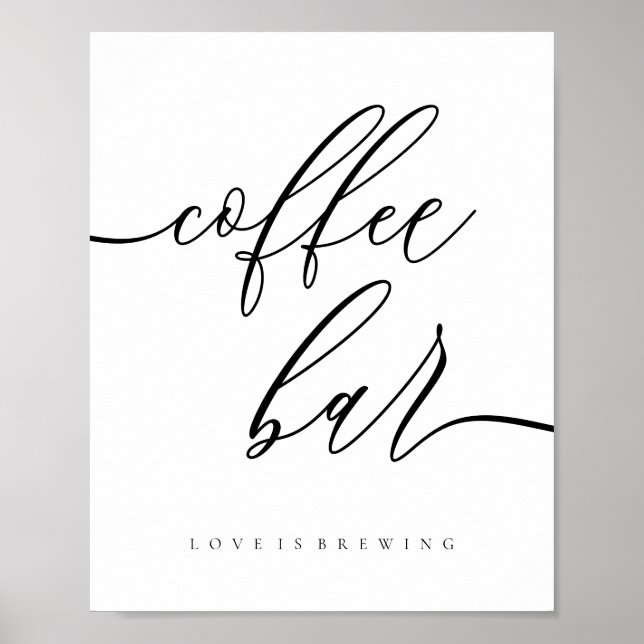 Póster Clean Coffee Bar love brewing Wedding reception (Frente)