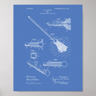 Póster Cleaning Mop 1905 Patent Art Blueprint