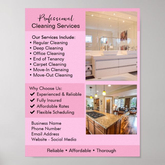 Póster Cleaning Services Flyer | Editable House Cleaning  (Frente)
