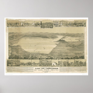 Póster Clear Lake, CA. Panoramic Map (0289A)
