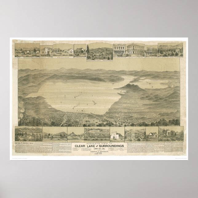 Póster Clear Lake, CA. Panoramic Map (0289A) (Frente)