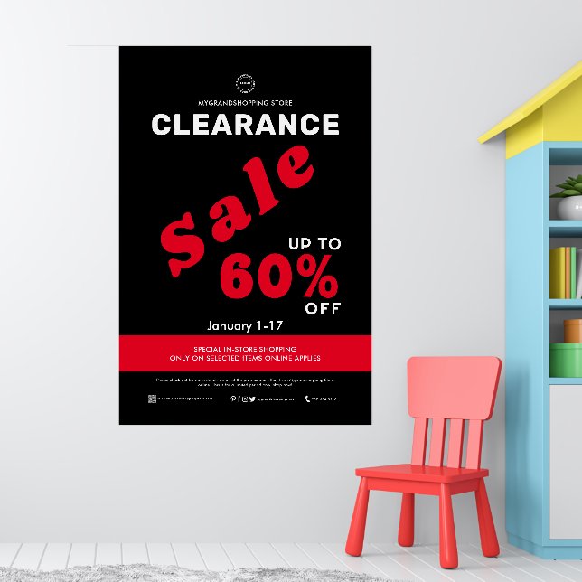 Póster Clearing Sale Store Descuento comercial Negro (Guardería 1)