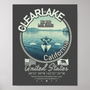 PÓSTER CLEARLAKE CALIFORNIA - MONT KONOCTI