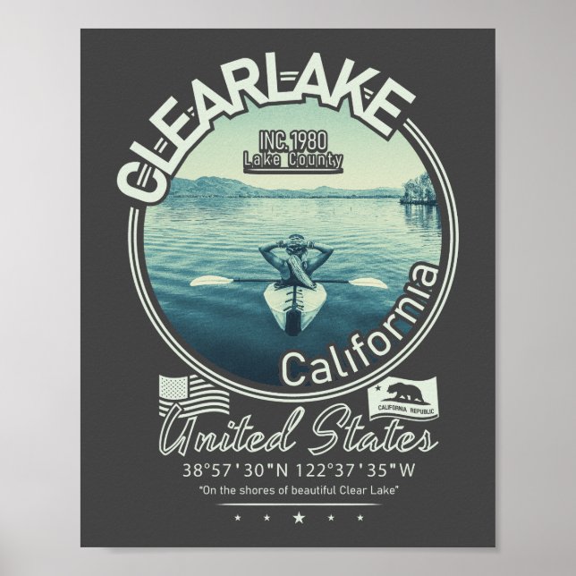 PÓSTER CLEARLAKE CALIFORNIA - MONT KONOCTI (Frente)