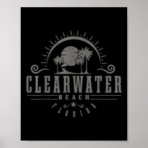 Póster Clearwater Beach Florida Fl Vintage Sunset Surf Va
