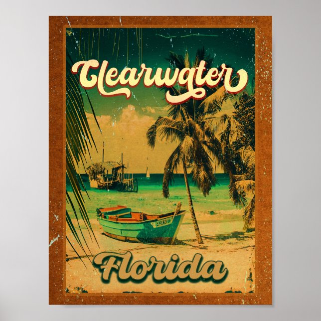 Póster Clearwater Beach Florida Palm Tree Souvenirs 60 (Frente)